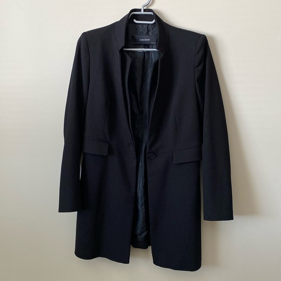 Zara long Black Blazer Jacket - Picture 2 of 6